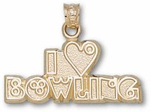 &quot;I Love Bowling&quot; Pendant - 10KT Gold Jewelry
