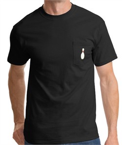 Bowling Pin T-shirt - Single Pin - Mens Pocket Tee