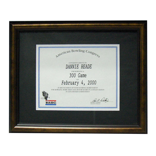bowlingball.com Bronze Certificate Display Frame Bowling Accessories