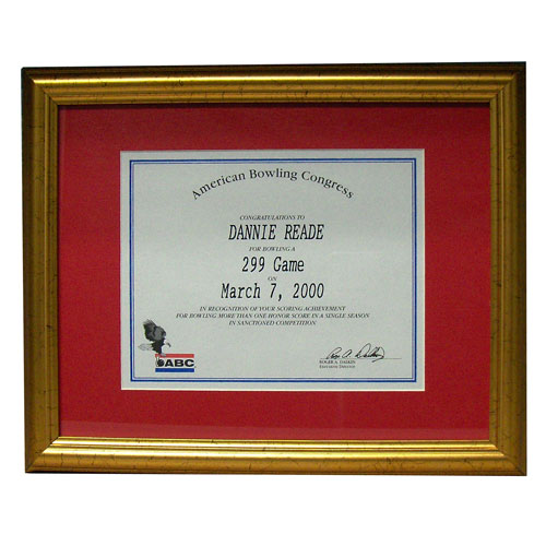 bowlingball.com Gold Crackle Certificate Display Frame Bowling Accessories
